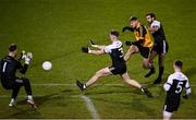 4 December 2021; Sean McEvoy of Ramor United shoots to score his side's first goal during the AIB Ulster GAA Football Senior Club Championship Quarter-Final match between Ramor United and Kilcoo at Kingspan Breffni in Cavan. Photo by Seb Daly/Sportsfile