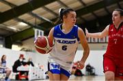 4 December 2021; Sarah Hickey of WIT Waterford Wildcats in action against Amy Murphy of Fr Mathews during the InsureMyHouse.ie Paudie O’Connor Cup Quarter-Final match between Fr. Mathews and WIT Waterford Wildcats at Fr. Mathews Arena in Cork. Photo by Sam Barnes/Sportsfile