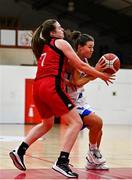 4 December 2021; Sinead Deegan of WIT Waterford Wildcats in action against Amy Murphy of Fr Mathews during the InsureMyHouse.ie Paudie O’Connor Cup Quarter-Final match between Fr. Mathews and WIT Waterford Wildcats at Fr. Mathews Arena in Cork. Photo by Sam Barnes/Sportsfile