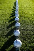 5 December 2021; Footballs on the pitch before the AIB Leinster GAA Football Senior Club Championship Quarter-Final match between Wolfe Tones and Kilmacud Crokes at Páirc Tailteann in Navan, Meath. Photo by Ray McManus/Sportsfile