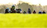 5 December 2021; Gain De Cause, second from left, with Mark Walsh up, jumps the last on their way to winning the Old House, Kill Handicap Hurdle Div II at Punchestown Racecourse in Kildare. Photo by Seb Daly/Sportsfile