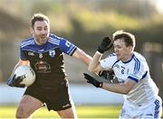 5 December 2021; Kevin John Rogers of Blessington in action against Eoin Doyle of Naas during the AIB Leinster GAA Football Senior Club Championship Quarter-Final match between Naas and Blessington at St Conleth's Park in Newbridge, Kildare. Photo by David Fitzgerald/Sportsfile