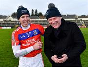 5 December 2021; RTÉ presenter Dáithí Ó Sé celebrates with Seán Skehill of St Thomas' after the Galway County Senior Club Hurling Championship Final match between Clarinbridge and St Thomas' at Pearse Stadium in Galway. Photo by Piaras Ó Mídheach/Sportsfile