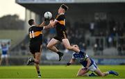 5 December 2021; Michael O'Gara, centre, and Fiachna Mangan of Austin Stacks collect possession ahead of Con Barrett of Kerins O'Rahilly's during the Kerry County Senior Football Championship Final match between Austin Stacks and Kerins O'Rahilly's at Austin Stack Park in Tralee, Kerry. Photo by Brendan Moran/Sportsfile