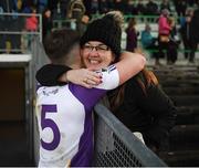 5 December 2021;  Dan O'Brien of Kilmacud Crokes is congratulated by his mother, Lorraine, after the AIB Leinster GAA Football Senior Club Championship Quarter-Final match between Wolfe Tones and Kilmacud Crokes at Páirc Tailteann in Navan, Meath. Photo by Ray McManus/Sportsfile