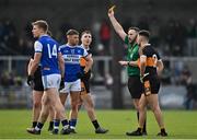 5 December 2021; Tommy Walsh of Kerins O'Rahilly's, left, is shown a yellow card by referee Jonathan Griffin during the Kerry County Senior Football Championship Final match between Austin Stacks and Kerins O'Rahilly's at Austin Stack Park in Tralee, Kerry. Photo by Brendan Moran/Sportsfile