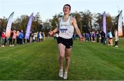 5 December 2021; Liam Harris of Togher AC, Cork, celebrates winning the Novice Men's 6000m event during the Irish Life Health National Novice, Junior, and Juvenile Uneven Age Cross Country Championships at Gowran Park in Kilkenny. Photo by Sam Barnes/Sportsfile