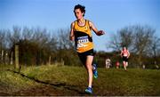 5 December 2021; Jonas Stafford of Ashford AC, Wicklow, on his way to finishing second in the Boys U17 event during the Irish Life Health National Novice, Junior, and Juvenile Uneven Age Cross Country Championships at Gowran Park in Kilkenny. Photo by Sam Barnes/Sportsfile