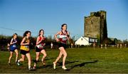 5 December 2021; Grace Byrne of Mullingar Harriers AC, Westmeath, right, competing in the Girls U17 event during the Irish Life Health National Novice, Junior, and Juvenile Uneven Age Cross Country Championships at Gowran Park in Kilkenny. Photo by Sam Barnes/Sportsfile