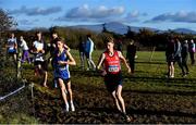 5 December 2021; Harry Colbert of Waterford AC, Waterford, left, on his way to winning the Boys U17 event, ahead of Seamus Robinson of City of Derry AC Spartans, Derry, right, who finished third, during the Irish Life Health National Novice, Junior, and Juvenile Uneven Age Cross Country Championships at Gowran Park in Kilkenny. Photo by Sam Barnes/Sportsfile