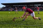 5 December 2021; TJ Brennan of Clarinbridge takes a sideline cut during the Galway County Senior Club Hurling Championship Final match between Clarinbridge and St Thomas' at Pearse Stadium in Galway. Photo by Piaras Ó Mídheach/Sportsfile