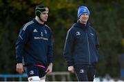 6 December 2021; James Ryan, left, and head coach Leo Cullen during Leinster Rugby squad training at UCD in Dublin. Photo by Brendan Moran/Sportsfile