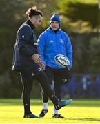 6 December 2021; James Lowe, left, with backs coach Felipe Contepomi during Leinster Rugby squad training at UCD in Dublin. Photo by Brendan Moran/Sportsfile