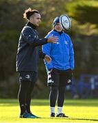 6 December 2021; James Lowe, left, with backs coach Felipe Contepomi during Leinster Rugby squad training at UCD in Dublin. Photo by Brendan Moran/Sportsfile