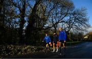 6 December 2021; Leinster players, from left, Cian Healy, Dan Sheehan and Devin Toner arrive for squad training at UCD in Dublin. Photo by Brendan Moran/Sportsfile