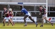 5 December 2021; Fola Ayorinde of St Loman's in action against Portarlington during the AIB Leinster GAA Football Senior Club Championship Quarter-Final match between Portarlington and St Loman's at MW Hire O’Moore Park in Portlaoise, Laois. Photo by Matt Browne/Sportsfile