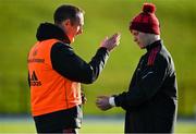 10 December 2021; Academy manager Ian Costello, left, with Ethan Eoughlan during Munster Rugby squad training at University of Limerick in Limerick. Photo by Brendan Moran/Sportsfile