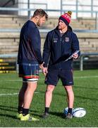 10 December 2021; Duane Vermeulen with forwards coach Roddy Grant during the Ulster rugby captain's run at Kingspan Stadium in Belfast. Photo by John Dickson/Sportsfile