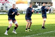 10 December 2021; Duane Vermeulen, centre, with Kieran Treadwell, left, and Alan O'Connor during the Ulster rugby captain's run at Kingspan Stadium in Belfast. Photo by John Dickson/Sportsfile