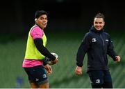 10 December 2021; Michael Ala'alatoa and James Lowe during a Leinster Rugby captain's run at the Aviva Stadium in Dublin. Photo by Harry Murphy/Sportsfile