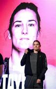 10 December 2021; Katie Taylor during the weigh ins ahead of her Undisputed Lightweight Championship bout against Firuza Sharipova at The Black-E in Liverpool, England. Photo by Stephen McCarthy/Sportsfile