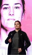 10 December 2021; Katie Taylor during the weigh ins ahead of her Undisputed Lightweight Championship bout against Firuza Sharipova at The Black-E in Liverpool, England. Photo by Stephen McCarthy/Sportsfile