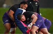 10 December 2021; Roman Salanoa, left, and Darragh McSweeney during Munster Rugby squad training at University of Limerick in Limerick. Photo by Brendan Moran/Sportsfile