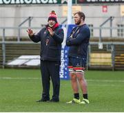 10 December 2021; Duane Vermeulen, right, and head coach Dan McFarland during Ulster rugby captain's run at Kingspan Stadium in Belfast. Photo by John Dickson/Sportsfile