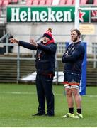10 December 2021; Duane Vermeulen, right, and head coach Dan McFarland during Ulster rugby captain's run at Kingspan Stadium in Belfast. Photo by John Dickson/Sportsfile