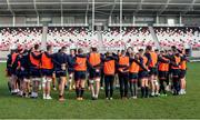 10 December 2021; Players huddle during Ulster rugby captain's run at Kingspan Stadium in Belfast. Photo by John Dickson/Sportsfile