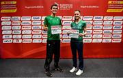 11 December 2021; Ryan Forsyth and Ciara Mageean of Ireland after a press conference ahead of the SPAR European Cross Country Championships Fingal-Dublin 2021 at the Sport Ireland Campus in Dublin. Photo by Sam Barnes/Sportsfile