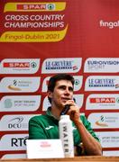11 December 2021; Ryan Forsyth of Ireland speaking during a press conference ahead of the SPAR European Cross Country Championships Fingal-Dublin 2021 at the Sport Ireland Campus in Dublin. Photo by Sam Barnes/Sportsfile
