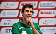 11 December 2021; Ryan Forsyth of Ireland, left, speaking during a press conference ahead of the SPAR European Cross Country Championships Fingal-Dublin 2021 at the Sport Ireland Campus in Dublin. Photo by Sam Barnes/Sportsfile