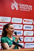 11 December 2021; Ciara Mageean of Ireland speaking during a press conference ahead of the SPAR European Cross Country Championships Fingal-Dublin 2021 at the Sport Ireland Campus in Dublin. Photo by Sam Barnes/Sportsfile