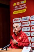 11 December 2021; Liam Hennessy, Local Organising Committee Chairperson, speaking during a press conference ahead of the SPAR European Cross Country Championships Fingal-Dublin 2021 at the Sport Ireland Campus in Dublin. Photo by Sam Barnes/Sportsfile