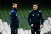11 December 2021; Jamison Gibson-Park, left, and Luke McGrath of Leinster before the Heineken Champions Cup Pool A match between Leinster and Bath at Aviva Stadium in Dublin. Photo by Harry Murphy/Sportsfile