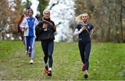 11 December 2021; Ireland athletes Lauren Tinkler, left, and Jodie McCann train the course ahead of the SPAR European Cross Country Championships Fingal-Dublin 2021 at the Sport Ireland Campus in Dublin. Photo by Sam Barnes/Sportsfile