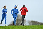 11 December 2021; Yasemin Can of Turkey, right, trains on the course ahead of the SPAR European Cross Country Championships Fingal-Dublin 2021 at the Sport Ireland Campus in Dublin. Photo by Sam Barnes/Sportsfile