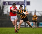11 December 2021; John Daly of Mountbellew/Moylough in action against Niall Carty of Pádraig Pearses during the AIB Connacht GAA Football Senior Club Championship Semi-Final match between Pádraig Pearses and Mountbellew/Moylough at Dr Hyde Park in Roscommon. Photo by Eóin Noonan/Sportsfile