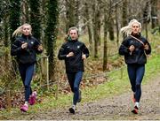 11 December 2021; Ireland athletes, from left, Jodie McCann, Aoife O'Cuill, and Lauren Tinkler, train on the course ahead of the SPAR European Cross Country Championships Fingal-Dublin 2021 at the Sport Ireland Campus in Dublin. Photo by Sam Barnes/Sportsfile