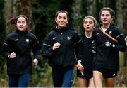 11 December 2021; Ireland athletes, from left, Ruth Heery, Danielle Donegan, Aoife McGreevy, and Laura Mooney train on the course ahead of the SPAR European Cross Country Championships Fingal-Dublin 2021 at the Sport Ireland Campus in Dublin. Photo by Sam Barnes/Sportsfile