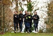 11 December 2021; Ireland athletes, from left, Michelle Finn, Roisin Flanagan, Eilish Flanagan, Aoife Cooke, and Aoibhe Richardson train on the course ahead of the SPAR European Cross Country Championships Fingal-Dublin 2021 at the Sport Ireland Campus in Dublin. Photo by Sam Barnes/Sportsfile