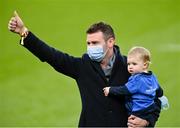 11 December 2021; Former Leinster player Fergus McFadden with his son Alfie before the Heineken Champions Cup Pool A match between Leinster and Bath at Aviva Stadium in Dublin. Photo by Ramsey Cardy/Sportsfile