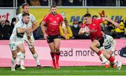 11 December 2021; James Hume of Ulster in action against JJ Hanrahan of Clermont Auvergne during the Heineken Champions Cup Pool A match between ASM Clermont Auvergne and Ulster at Stade Marcel-Michelin in Clermont-Ferrand, France. Photo by Julien Poupart/Sportsfile