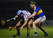 11 December 2021; Brian Sheehy of Kilmacud Crokes in action against Willie Dunphy of Clough-Ballacolla during the 2021 AIB Leinster Club Senior Hurling Championship Semi-Final match between Clough-Ballacolla and Kilmacud Crokes at MW Hire O'Moore Park in Portlaoise, Laois. Photo by Piaras Ó Mídheach/Sportsfile