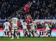 11 December 2021; Greg Jones of Ulster collects the ball in the air during the Heineken Champions Cup Pool A match between ASM Clermont Auvergne and Ulster at Stade Marcel-Michelin in Clermont-Ferrand, France. Photo by Julien Poupart/Sportsfile