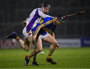 11 December 2021; Aidan Corby of Clough-Ballacolla in action against Ronan Hayes of Kilmacud Crokes during the 2021 AIB Leinster Club Senior Hurling Championship Semi-Final match between Clough-Ballacolla and Kilmacud Crokes at MW Hire O'Moore Park in Portlaoise, Laois. Photo by Piaras Ó Mídheach/Sportsfile