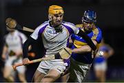 11 December 2021; Ronan Hayes of Kilmacud Crokes in action against Darren Maher of Clough-Ballacolla during the 2021 AIB Leinster Club Senior Hurling Championship Semi-Final match between Clough-Ballacolla and Kilmacud Crokes at MW Hire O'Moore Park in Portlaoise, Laois. Photo by Piaras Ó Mídheach/Sportsfile
