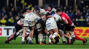 11 December 2021; Thibaud Lanen and Arthur Iturria of Clermont Auvergne control a maul during the Heineken Champions Cup Pool A match between ASM Clermont Auvergne and Ulster at Stade Marcel-Michelin in Clermont-Ferrand, France. Photo by Julien Poupart/Sportsfile