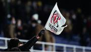 11 December 2021; An Ulster rugby supporter waves a flag during the Heineken Champions Cup Pool A match between ASM Clermont Auvergne and Ulster at Stade Marcel-Michelin in Clermont-Ferrand, France. Photo by Julien Poupart/Sportsfile